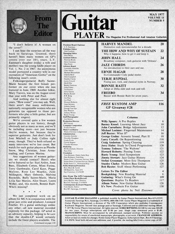Guitar Player Magazine Contents, May 1977
