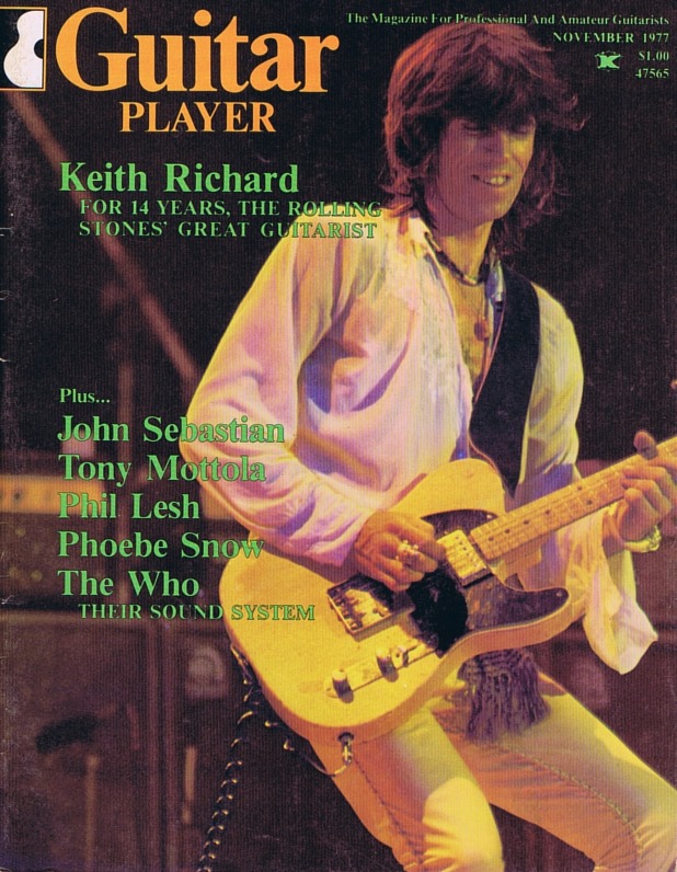 Guitar Player Magazine Cover, Nov 1977, featuring Keith Richard