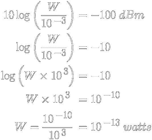 -100dBm wattage conversion