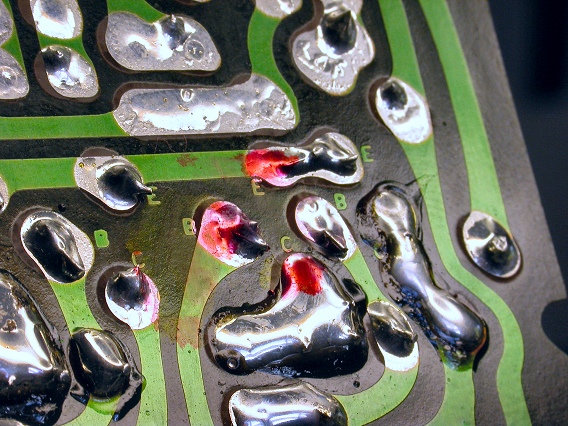 Base, Emitter & Collector Solder Points