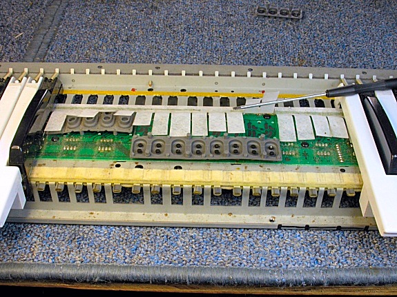 Roland D-50 Key Frame, Circuit Board, and Contact Strips
