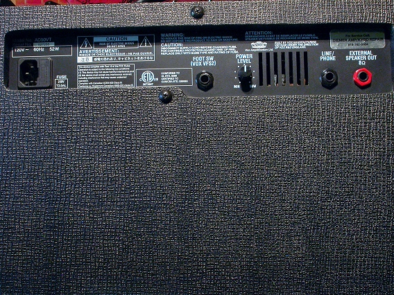Vox AD50VT Rear Panel