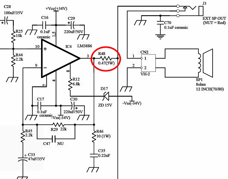 Vox AD50 Output Schematic