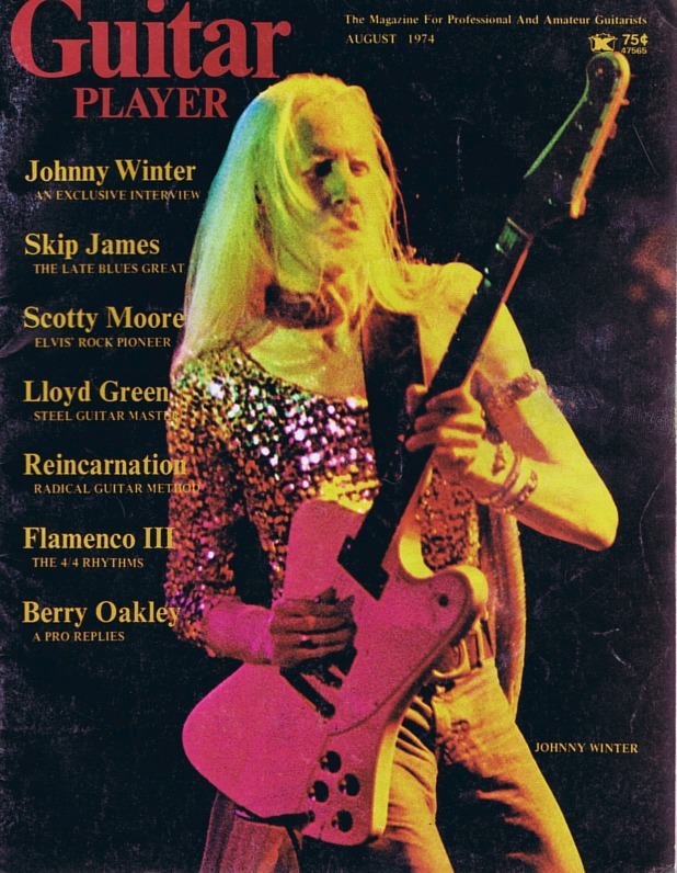 Guitar Player Magazine Cover, Aug 1974, featuring Johnny Winter