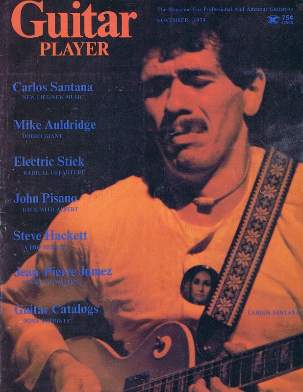 Guitar Player Magazine Cover, Nov 1974, featuring Carlos Santana