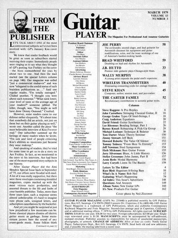 Guitar Player Magazine Contents, Mar 1979