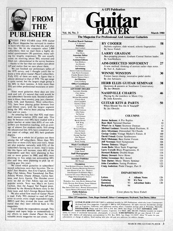 Guitar Player Magazine Contents, Mar 1980
